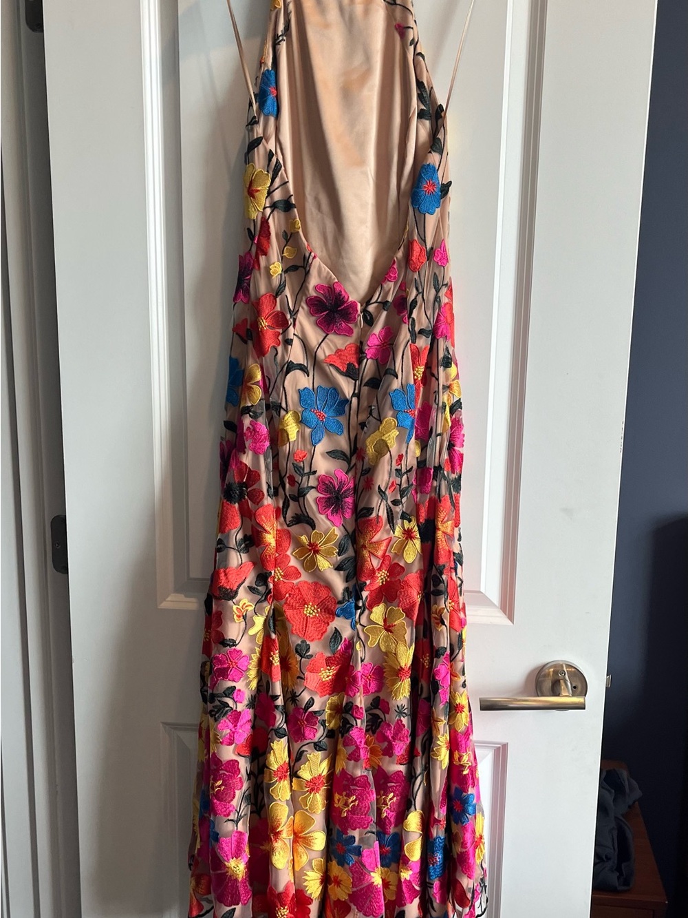 Milly Size 6 - Floral Embroidered Halter Midi Dress - Pink Multicolor - Picture 5 of 11